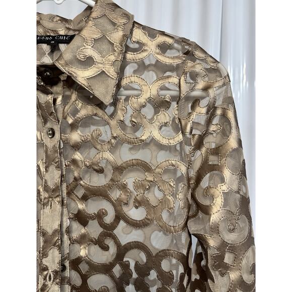 Amazing Hobo Chic Gold And Lace Top Medium - Picture 2 of 5